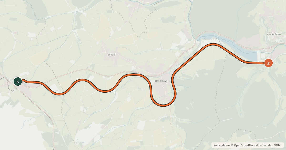 Kartenübersicht der Radroute Losheim (28) - Kronenburg (80)