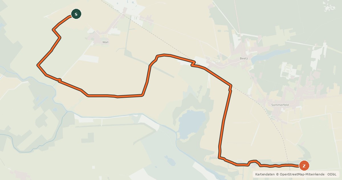 Kartenübersicht der Radroute Luchradweg