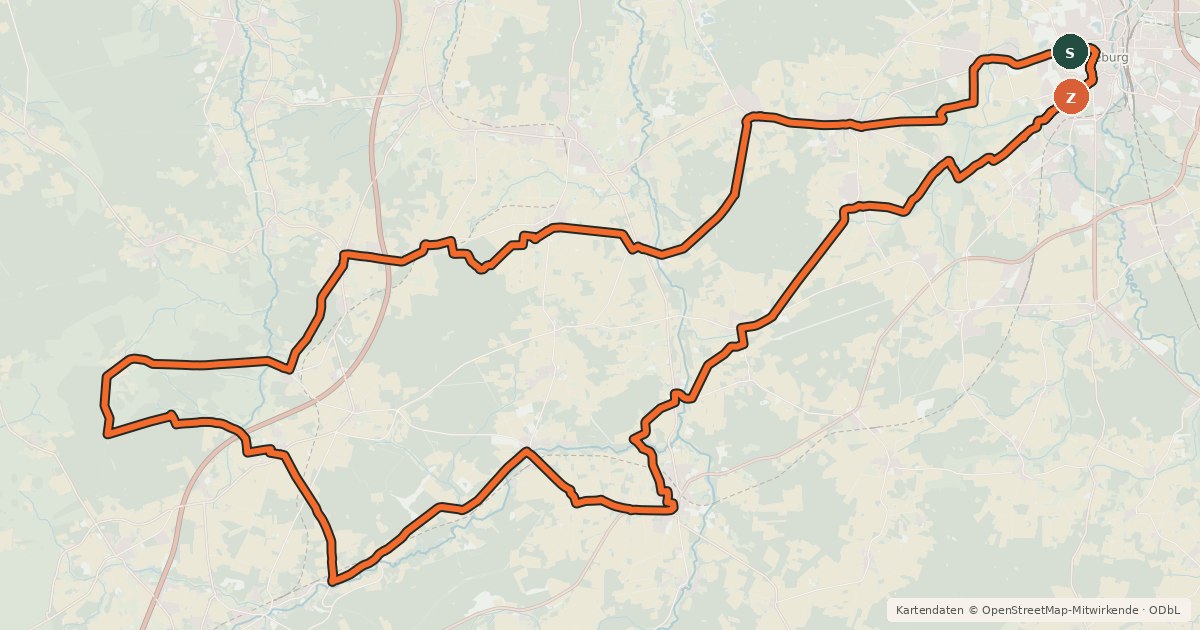 Kartenübersicht der Radroute Lüneburger Heidetour