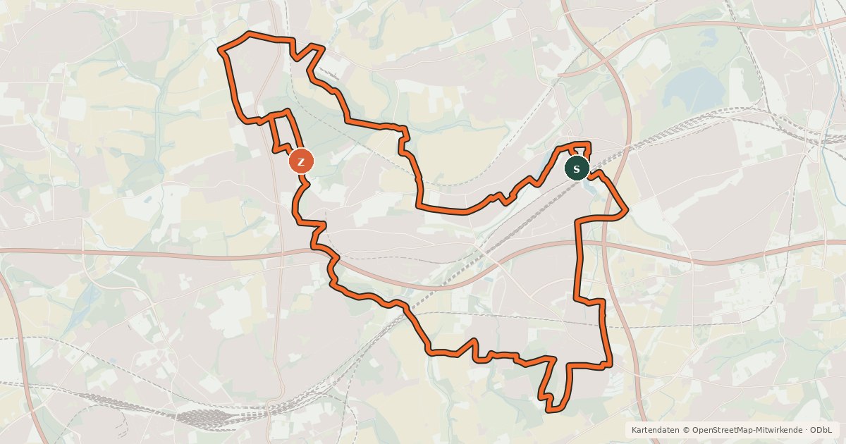Kartenübersicht der Radroute Lütgendortmunder Rundtour