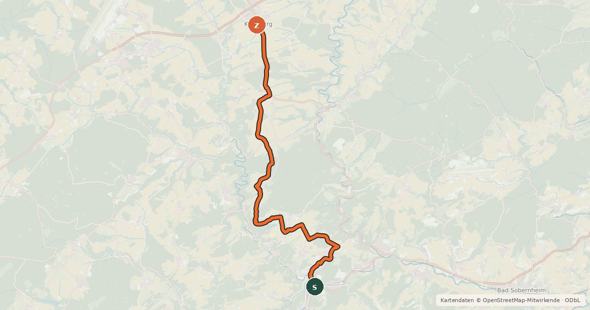 Kartenübersicht der Radroute Lützelsoon-Radweg