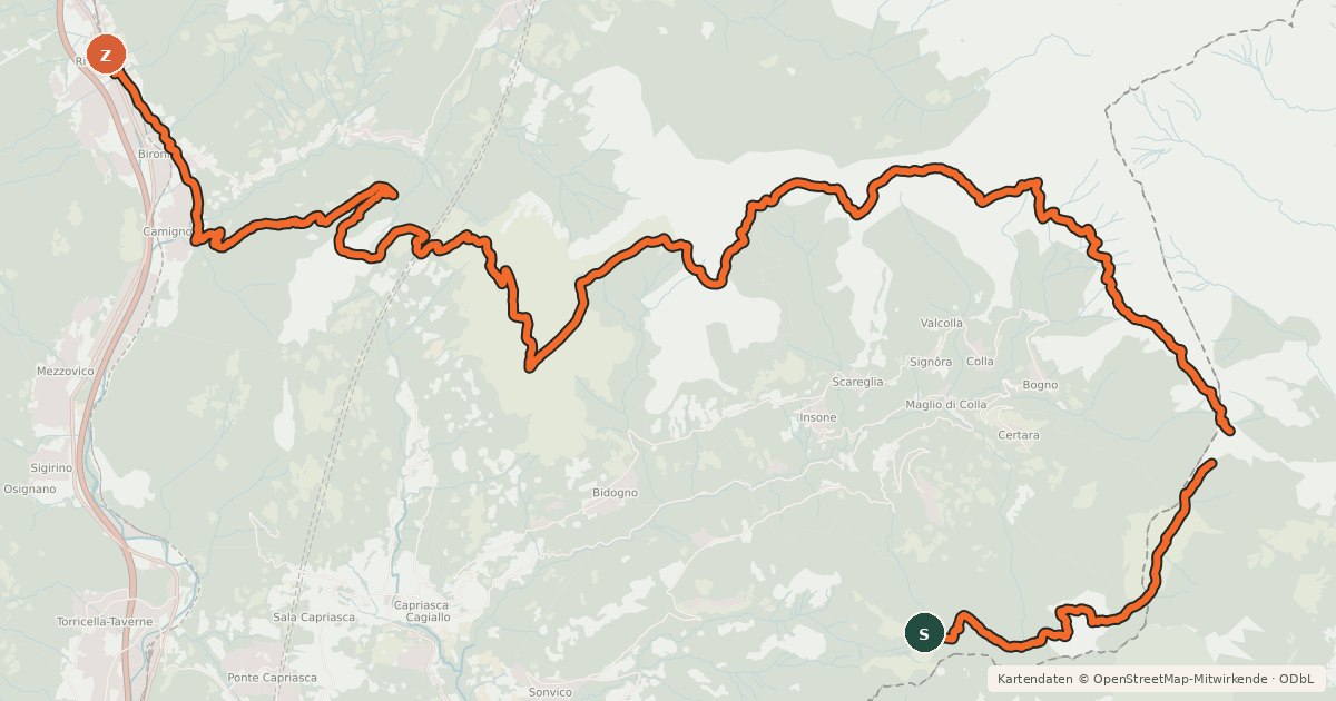 Kartenübersicht der Radroute Lugano Bike Tappa 2