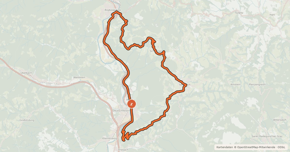 Kartenübersicht der Radroute Lurgrotten Tour