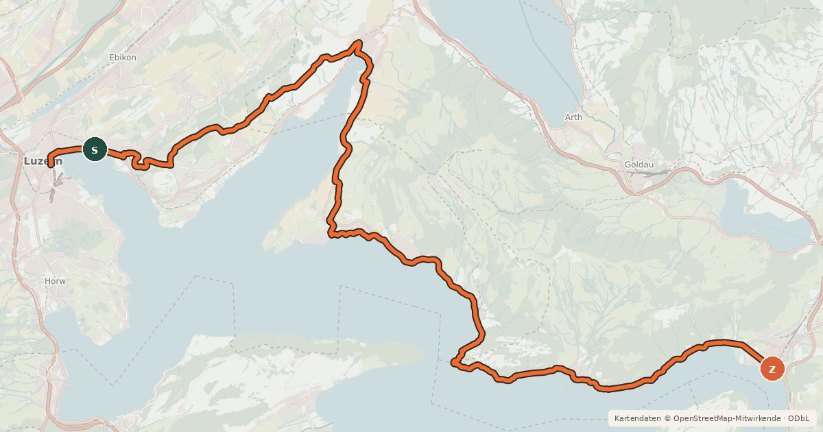 Kartenübersicht der Radroute Luzerner Hinterland-Rigi
