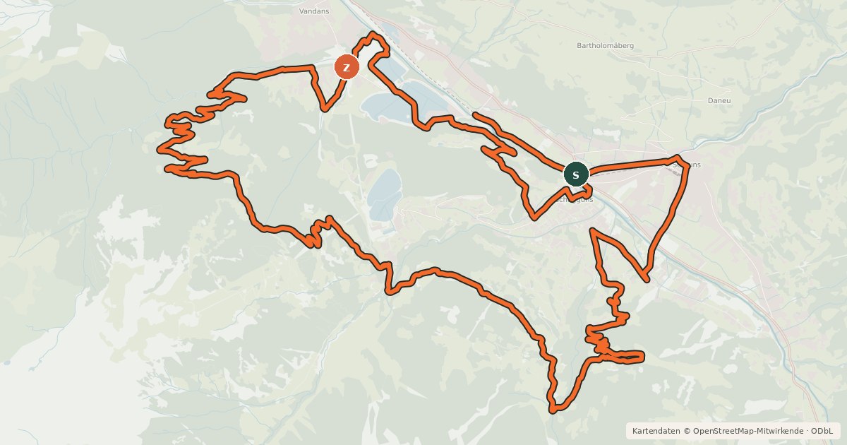 Kartenübersicht der Radroute M1 - sportlich / Montafon Mountainbike Marathon