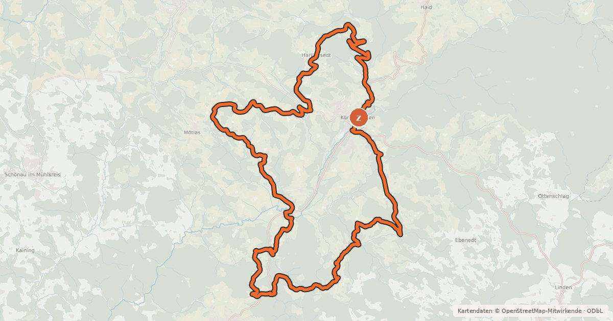 Kartenübersicht der Radroute M3 Königswieser Runde