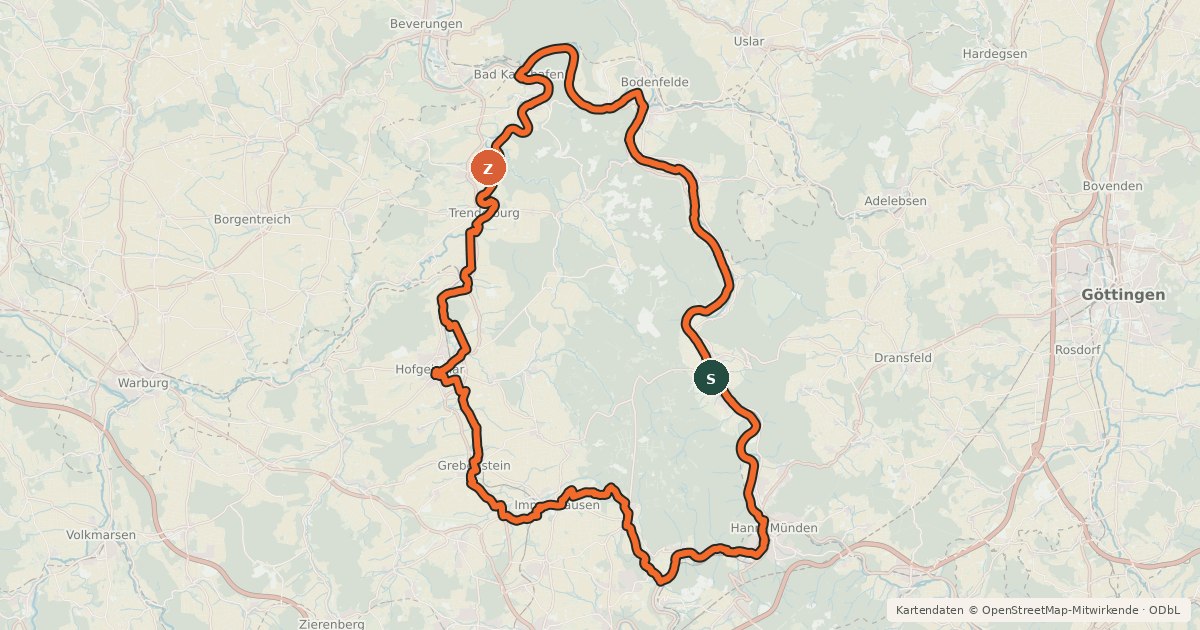 Kartenübersicht der Radroute Märchenland-Radrundweg