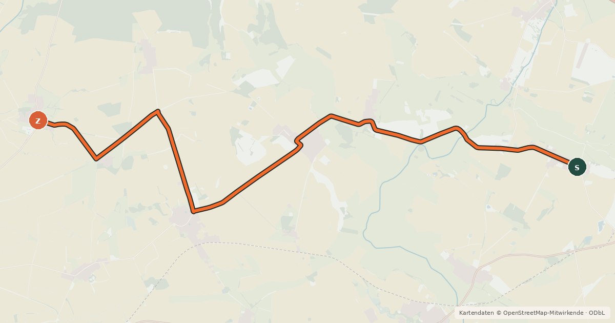 Kartenübersicht der Radroute Märkisch Linden (30) - Wusterhausen (55)