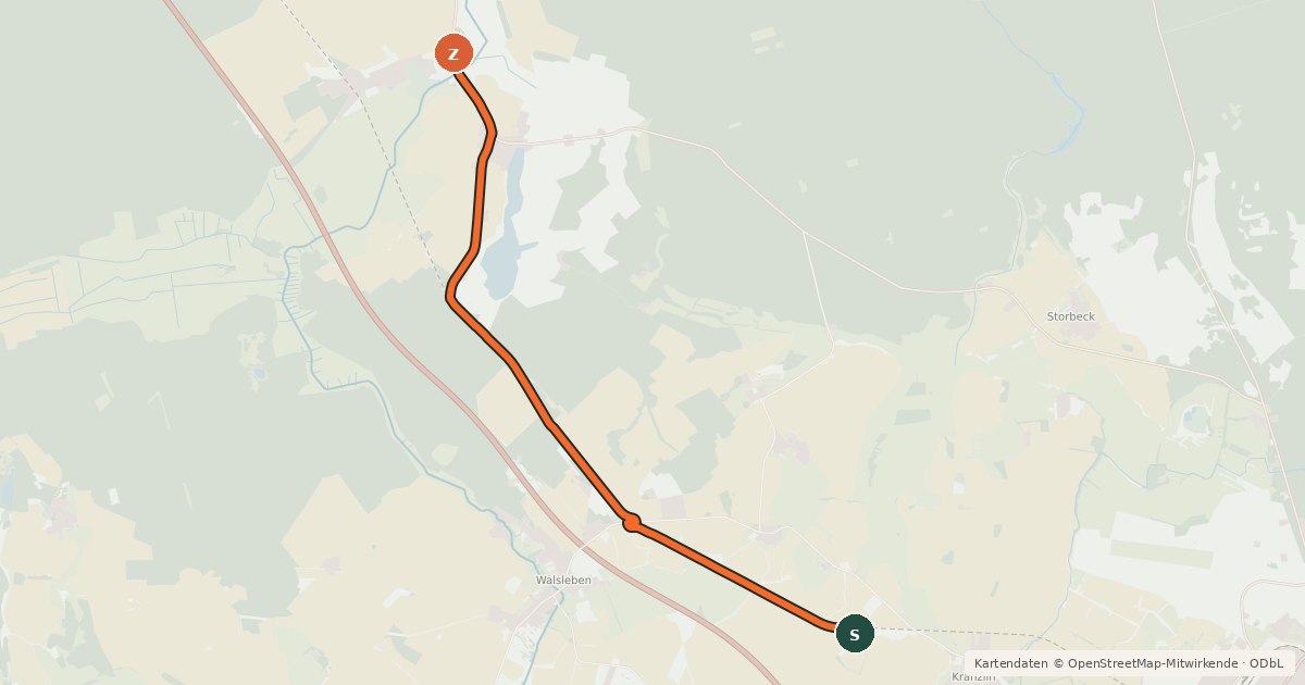 Kartenübersicht der Radroute Märkisch Linden (31) - Temnitzquell (32)