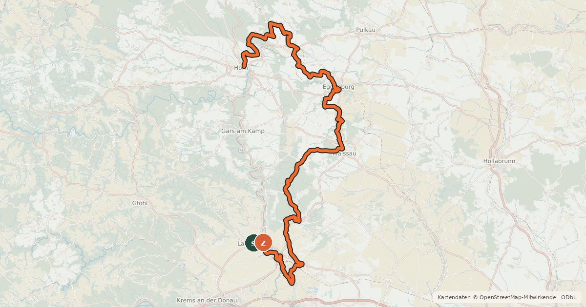 Kartenübersicht der Radroute Manhartsberg Radweg