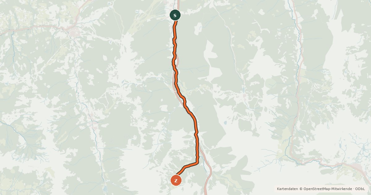 Kartenübersicht der Radroute Marbachalm Tour