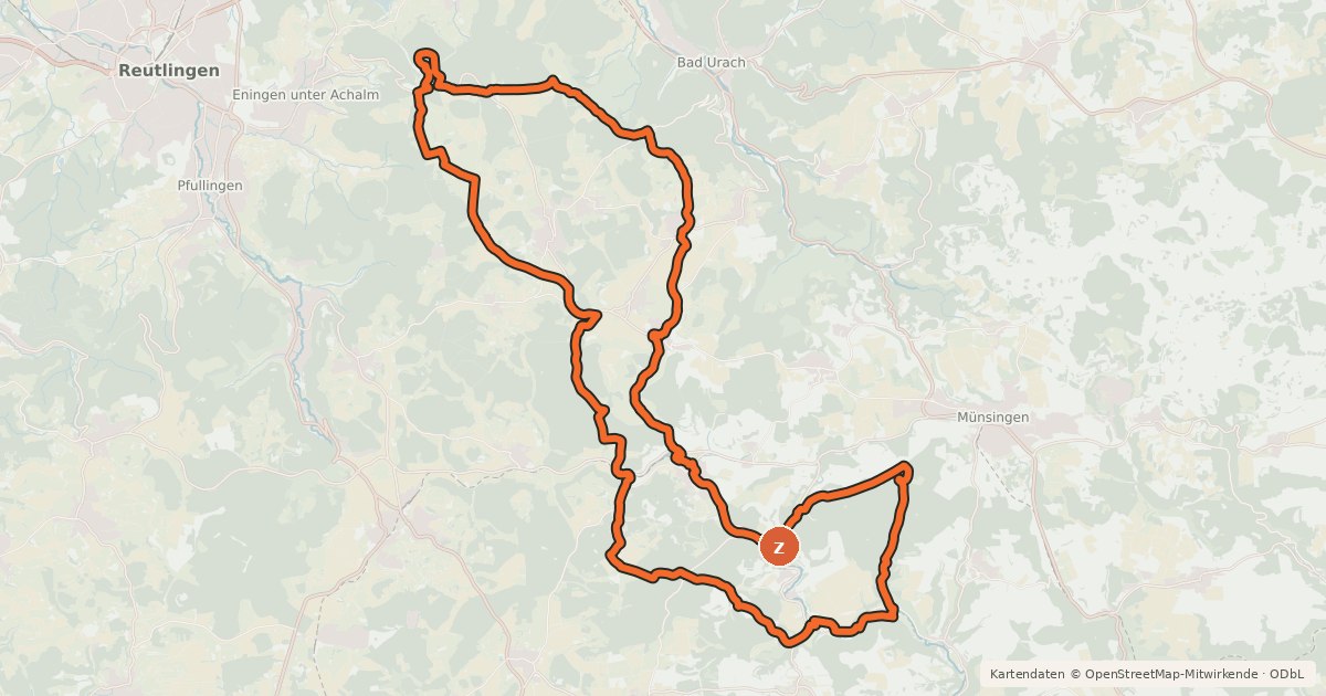 Kartenübersicht der Radroute Marbacher Gestütsradweg - Großrunde