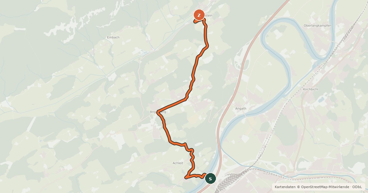 Kartenübersicht der Radroute Mariastein