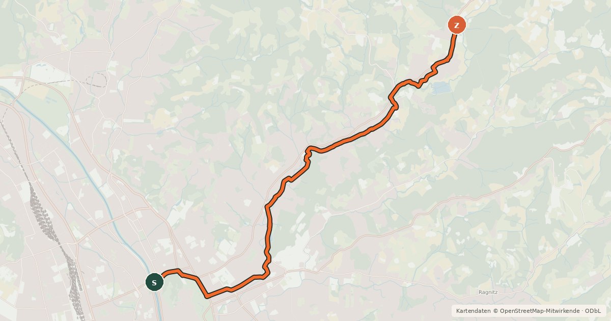 Kartenübersicht der Radroute Mariatroster Radweg