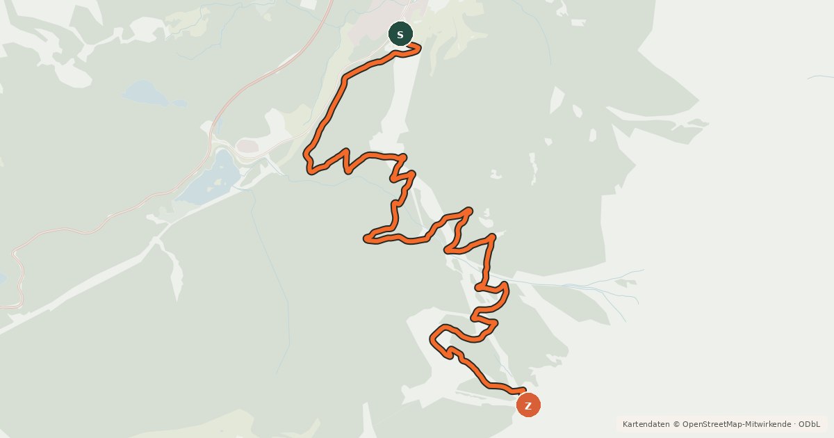 Kartenübersicht der Radroute Marienbergjoch - Biberwier