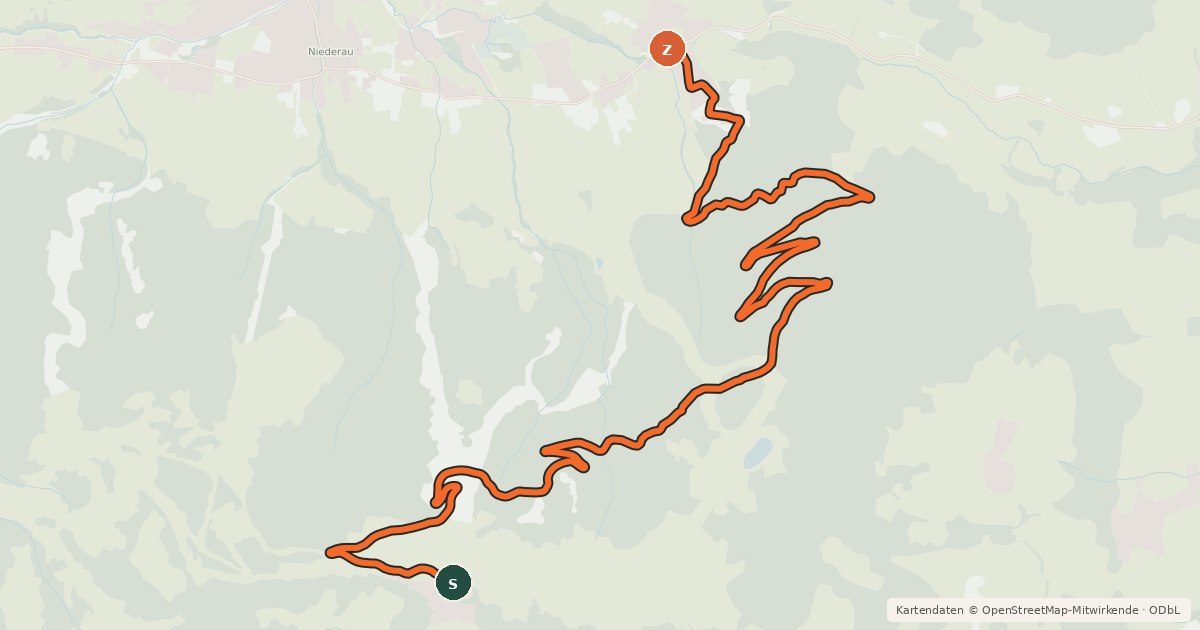 Kartenübersicht der Radroute Markbachjoch