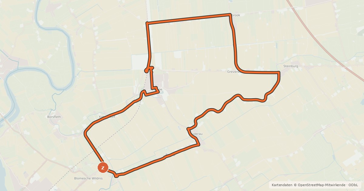Kartenübersicht der Radroute Marschenhof-Tour
