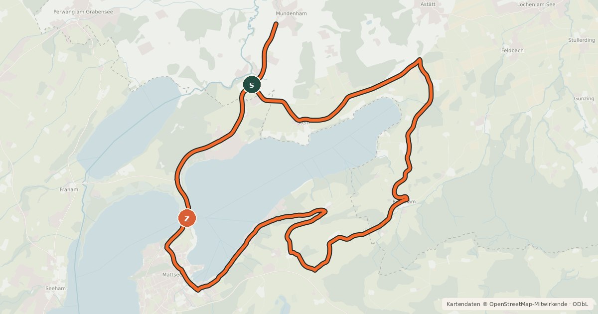 Kartenübersicht der Radroute Mattsee Rundradweg