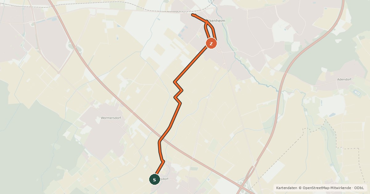 Kartenübersicht der Radroute Meckenheim (85) - Meckenheim Ersdorf (90)