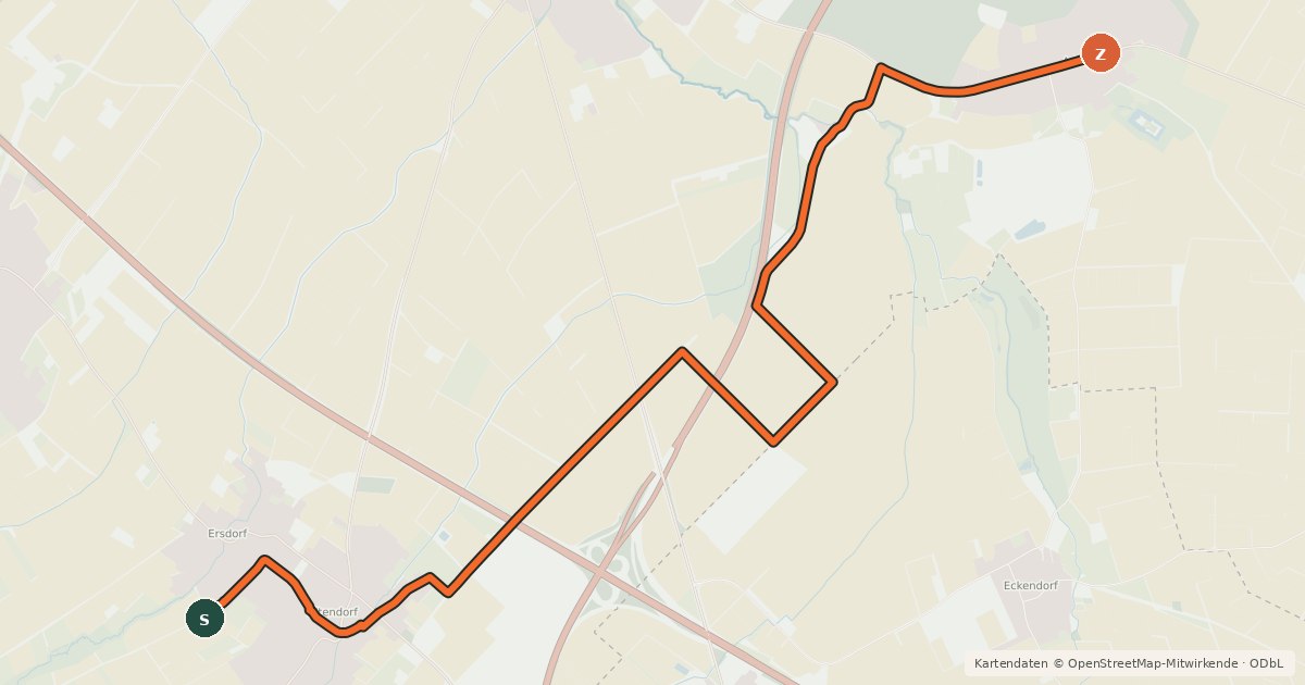 Kartenübersicht der Radroute Meckenheim Ersdorf (91) - Wachtberg Adendorf (92)