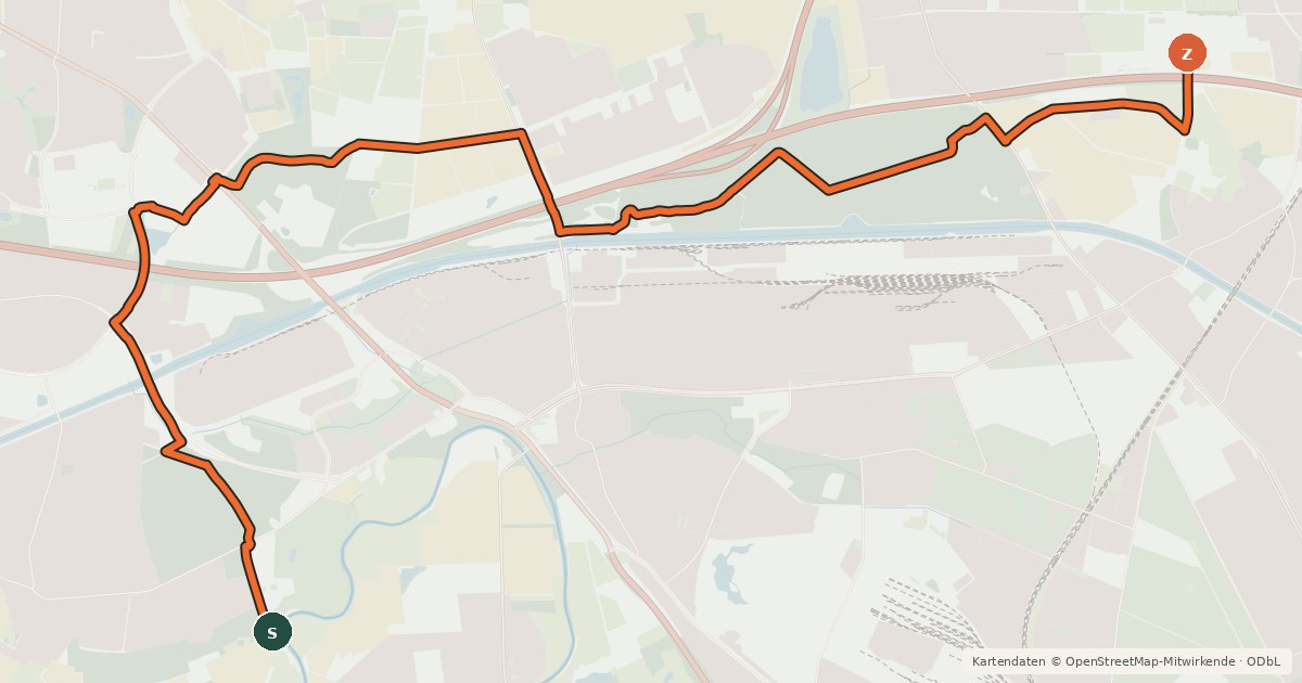 Kartenübersicht der Radroute Mecklenheide