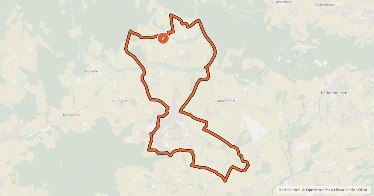 Kartenübersicht der Radroute Melle 2 - Rundweg Melle-Buer