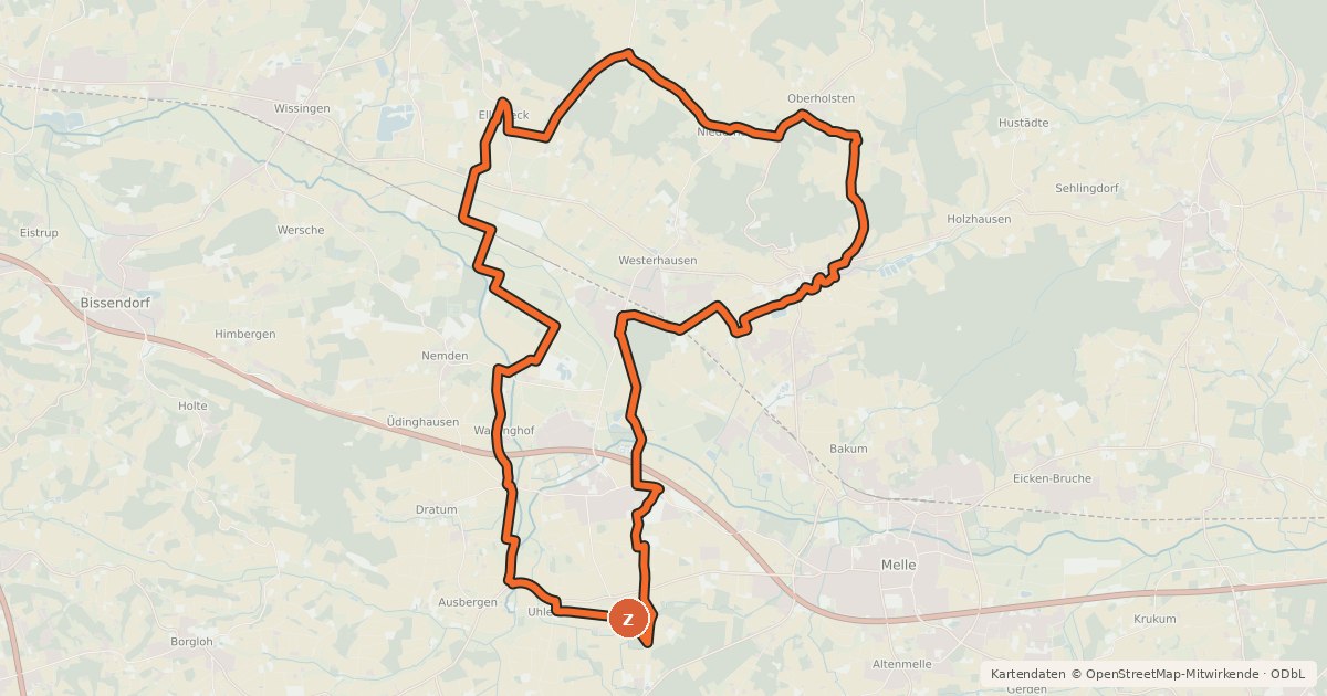 Kartenübersicht der Radroute Melle 6