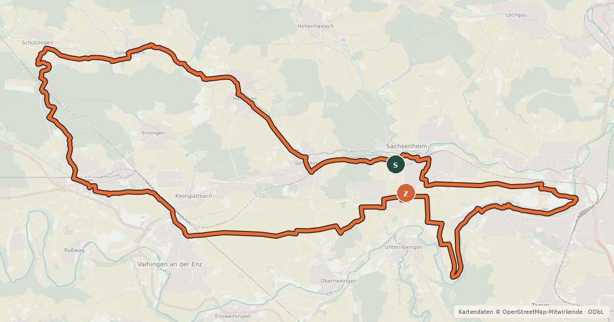 Kartenübersicht der Radroute Mettertal-Tour