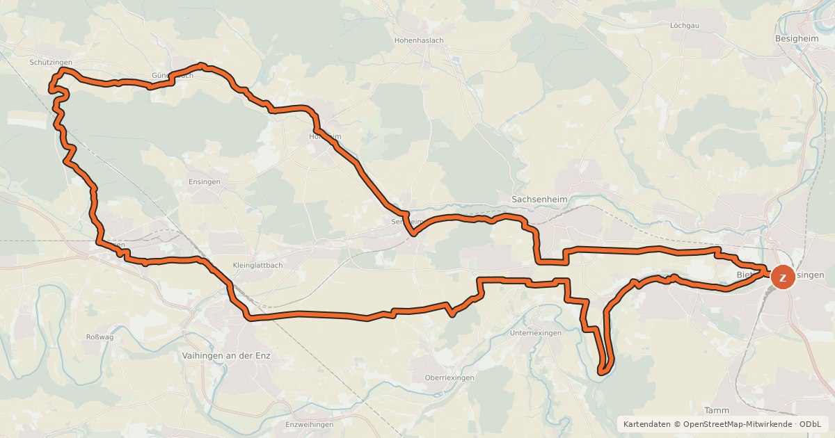 Kartenübersicht der Radroute Mettertal-Tour- 3B3 -