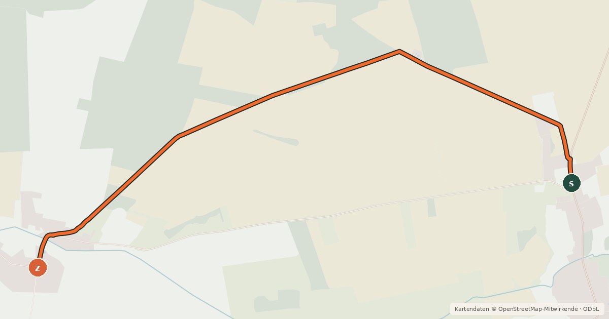 Kartenübersicht der Radroute Meyenburg (90) - Meyenburg (91)