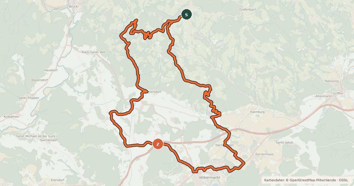 Kartenübersicht der Radroute Michaelerberg-Tour
