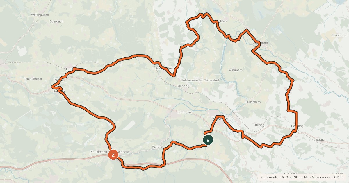 Kartenübersicht der Radroute Milchstraßen Radweg