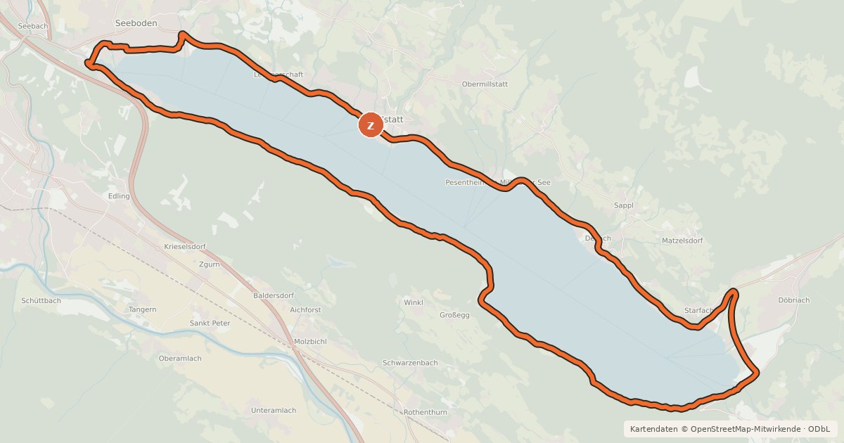 Kartenübersicht der Radroute Millstätter See Radweg