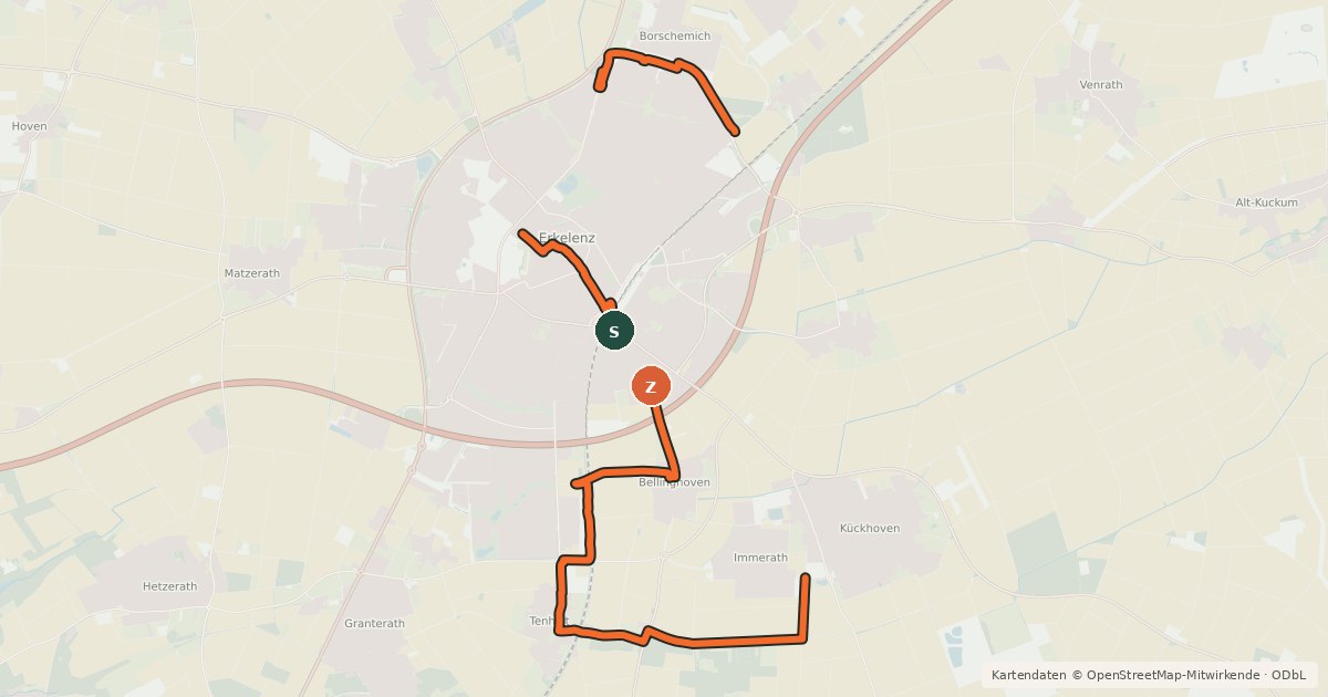 Kartenübersicht der Radroute Mispelbaumtour