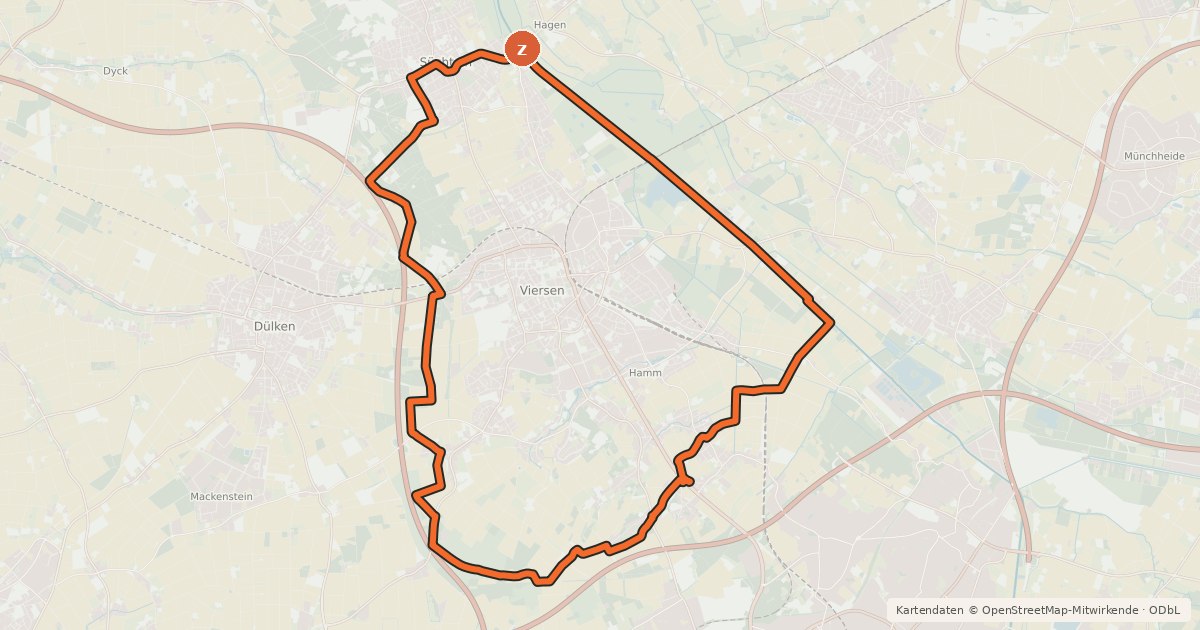 Kartenübersicht der Radroute Mispelroute