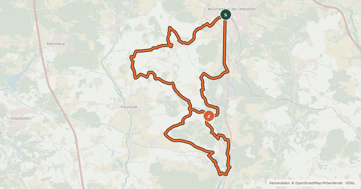 Kartenübersicht der Radroute Mit dem Rad ins Land der Zeugenberge