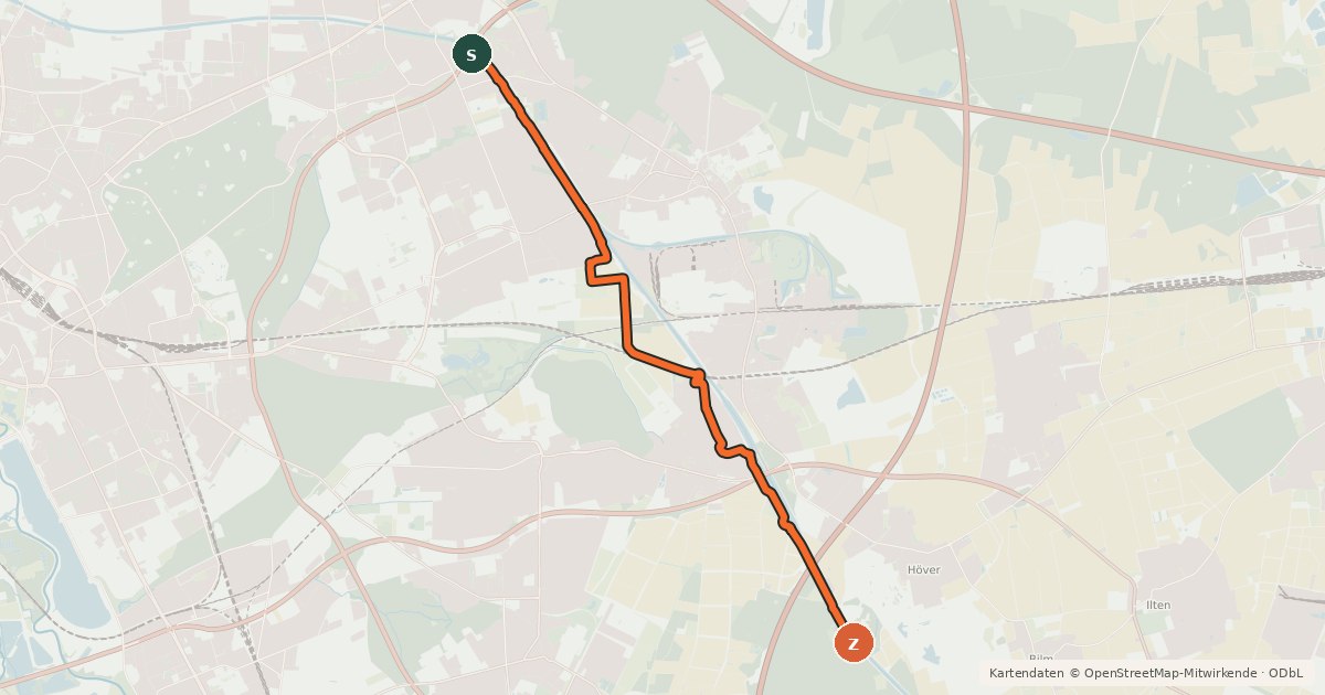 Kartenübersicht der Radroute Mittellandkanal