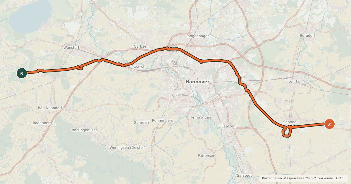 Kartenübersicht der Radroute Mittellandkanalroute