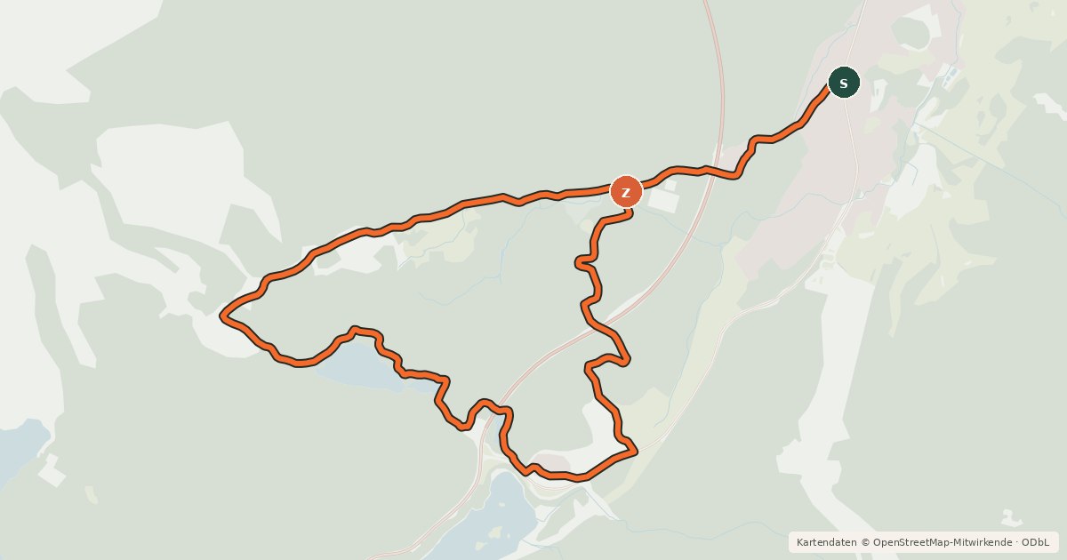 Kartenübersicht der Radroute Mittersee