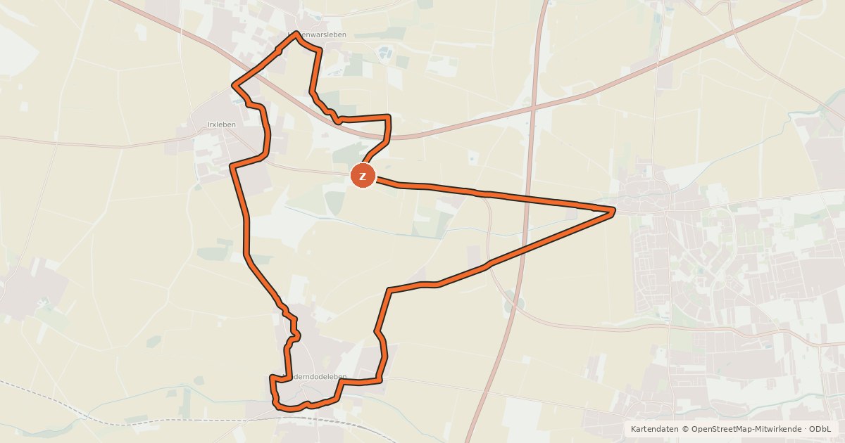 Kartenübersicht der Radroute Mittlerer Holunderradweg
