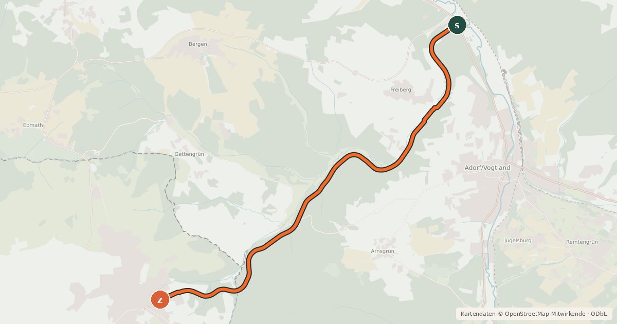 Kartenübersicht der Radroute Mockelbahn-Radweg