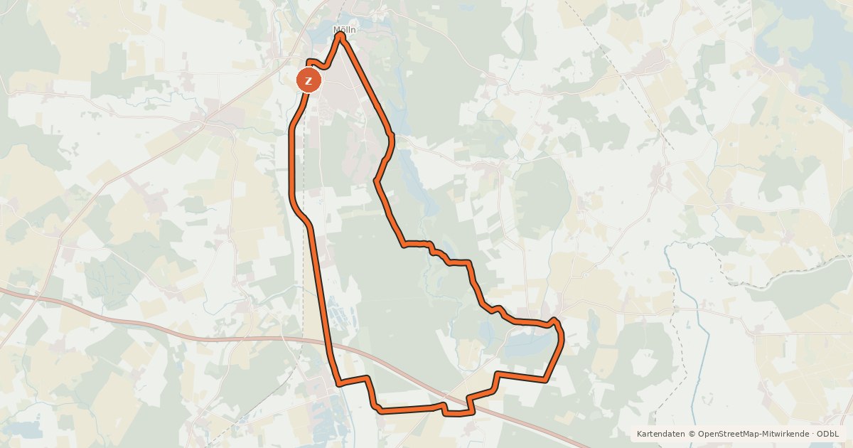 Kartenübersicht der Radroute Mölln Tour 2