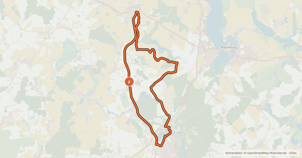 Kartenübersicht der Radroute Mölln Tour 4