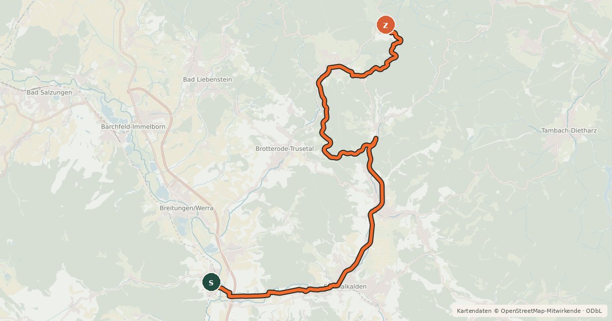 Kartenübersicht der Radroute Mommelstein-Radweg