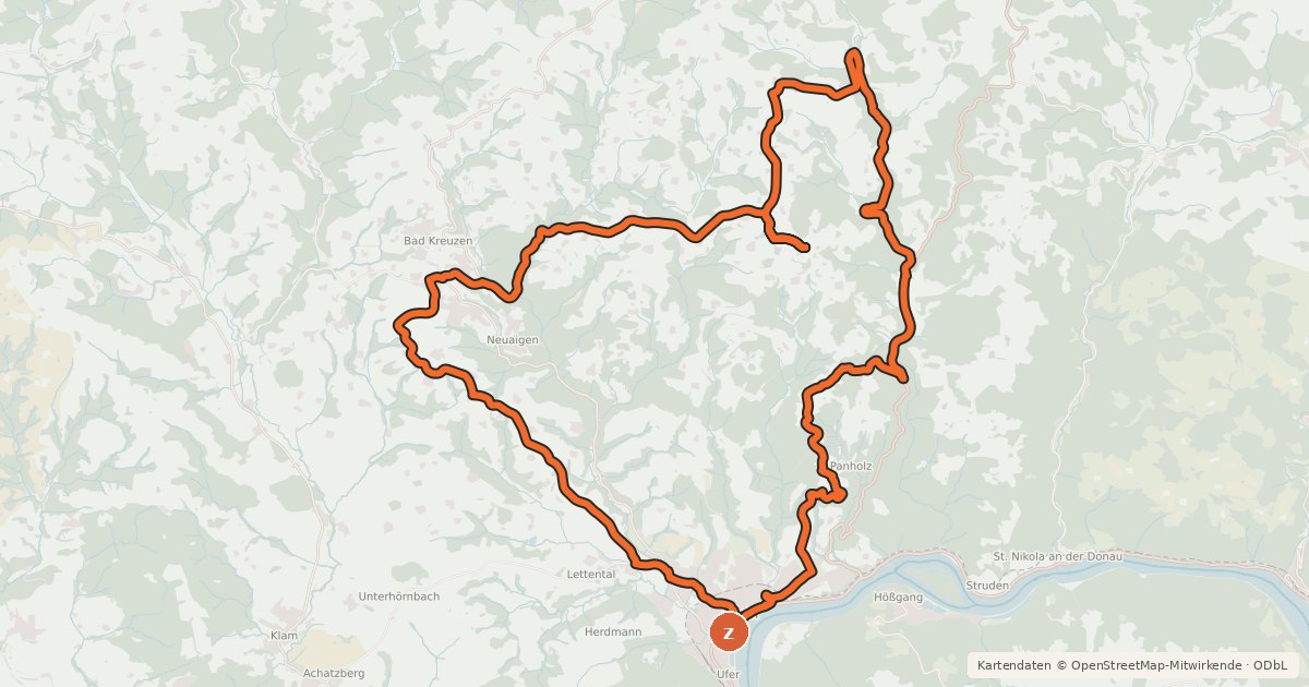 Kartenübersicht der Radroute Mondstein-Runde