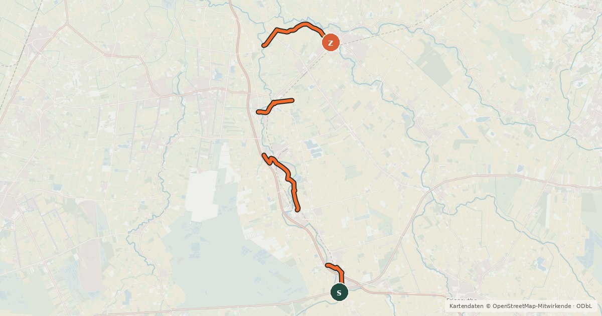 Kartenübersicht der Radroute Moor Erlebnisroute