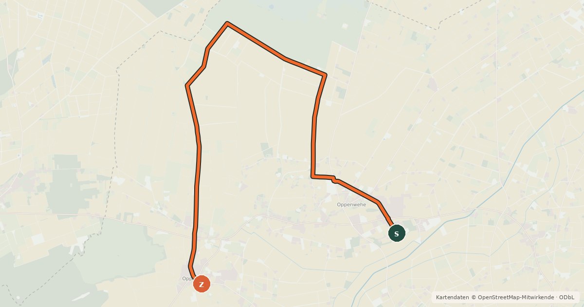 Kartenübersicht der Radroute Moor-Route Radrundtour Stemwede ST 5