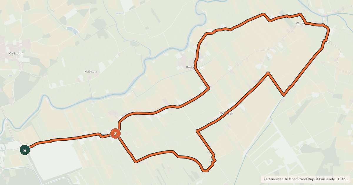 Kartenübersicht der Radroute Moor-Tour