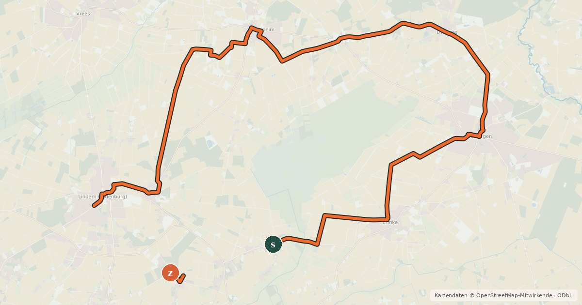 Kartenübersicht der Radroute Moor und Moos Route