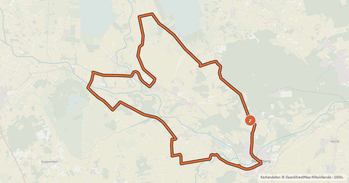 Kartenübersicht der Radroute Moor und Öl